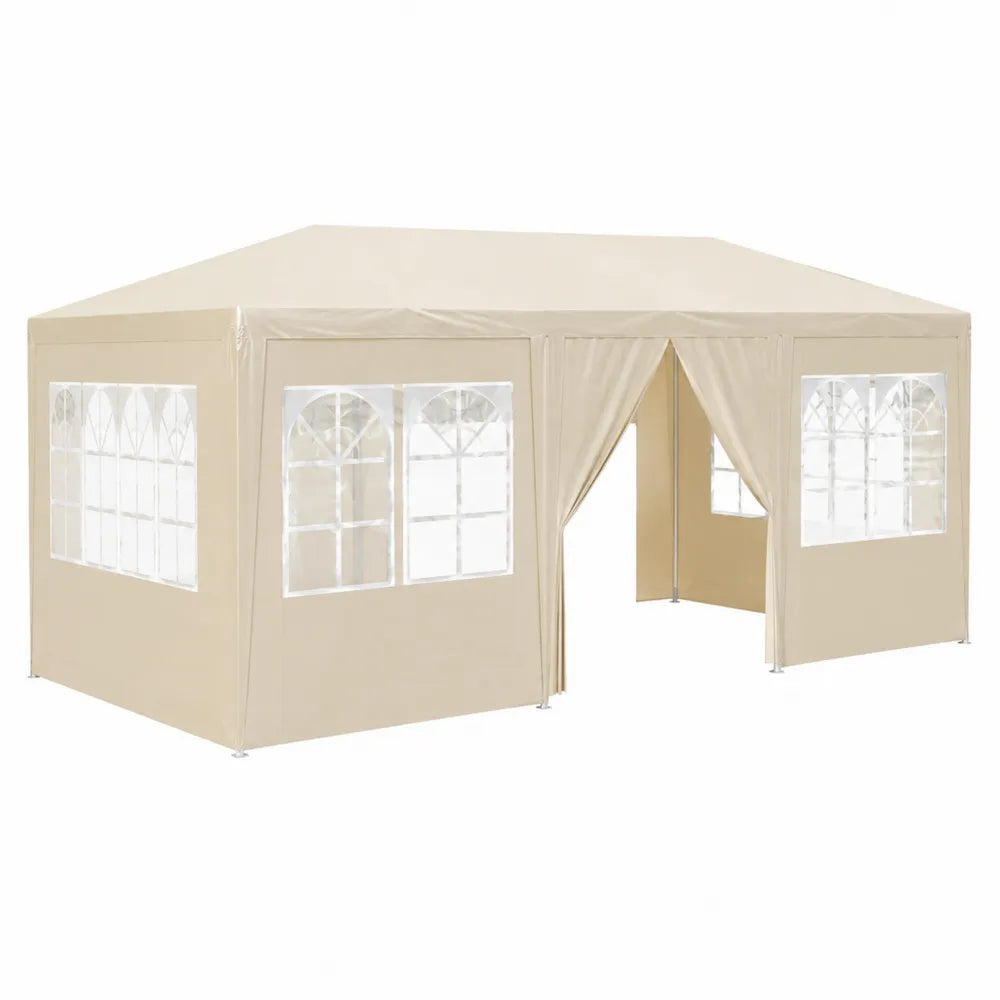 Tenda Gazebo da Giardino in Poliestere e Acciaio Beige 6x3m
