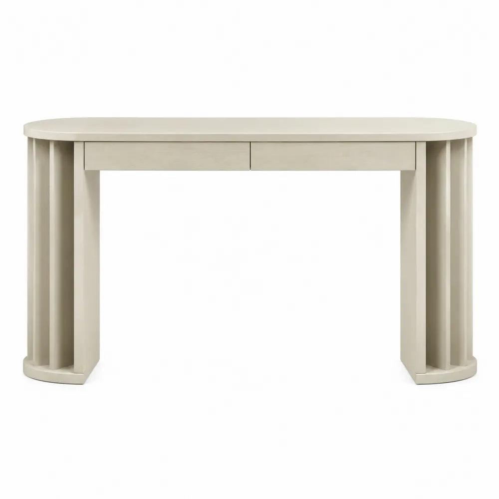 Consolle in Legno di Pino con Cassetti Beige 120x40x80 cm