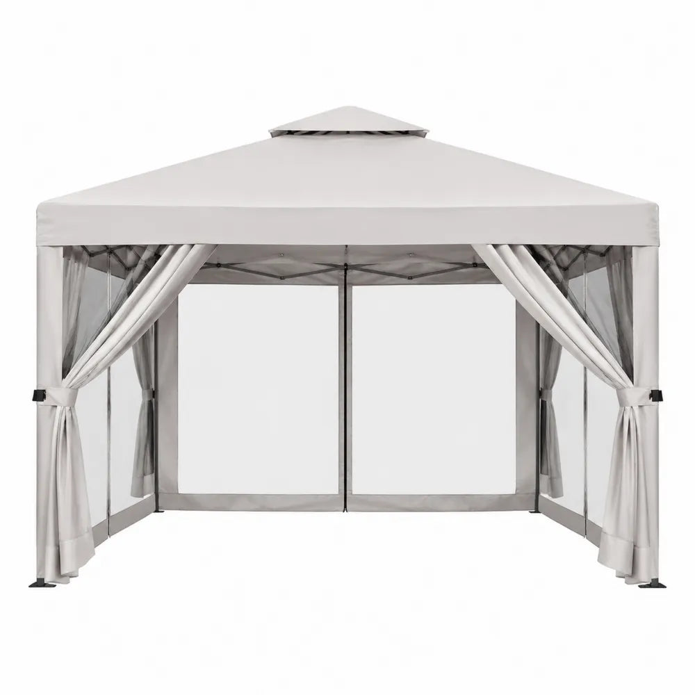 Gazebo 3x3 m in acciaio e poliestere grigio