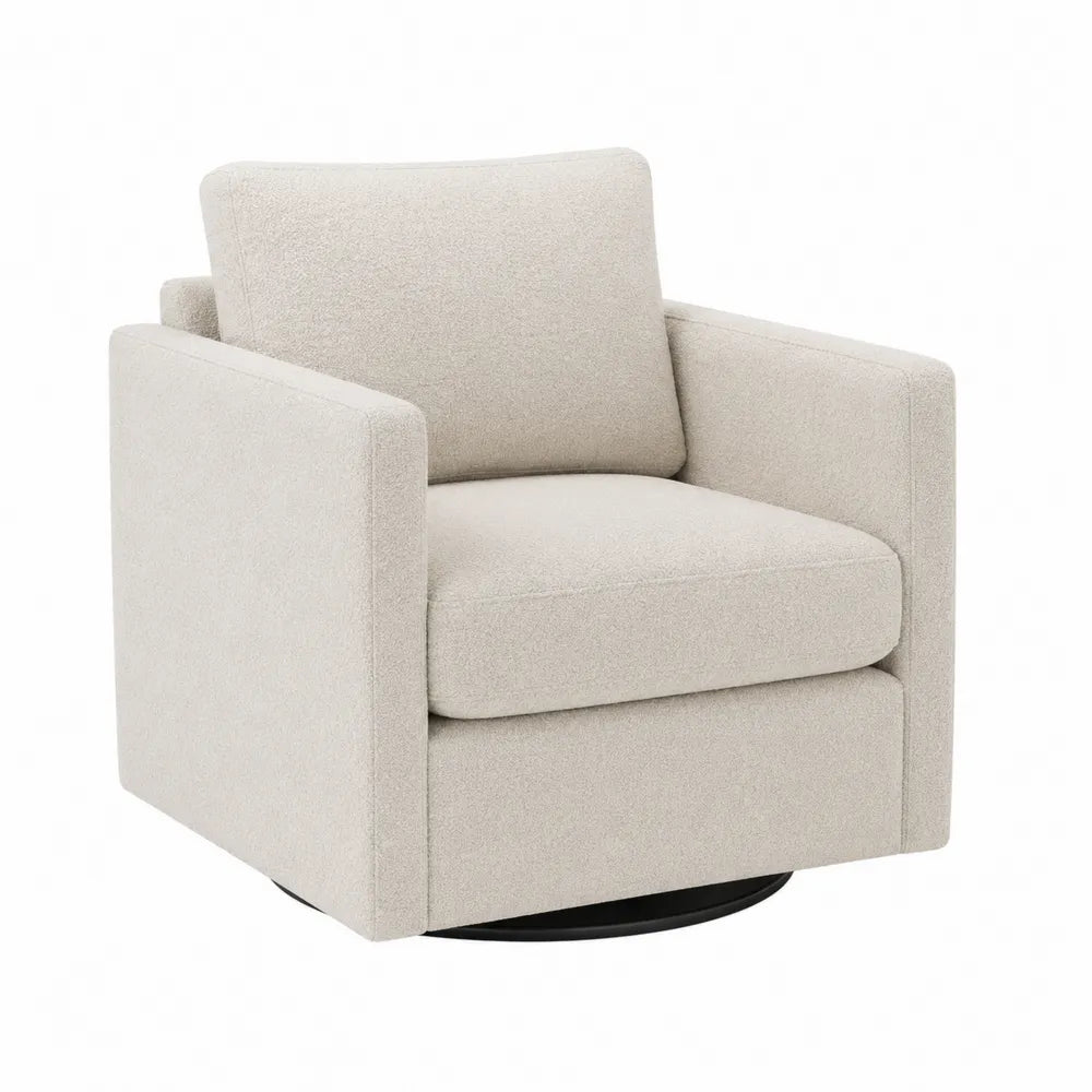 Poltrona girevole in tessuto poliestere beige 80x80x90 cm