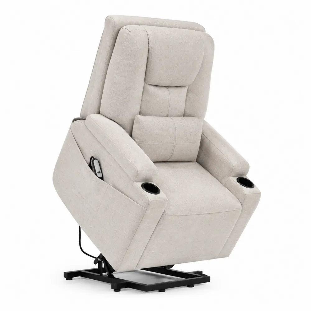 Poltrona reclinabile in tessuto beige con supporto fino a 120 kg