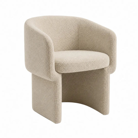 Poltrona in Tessuto Bouclé Crema