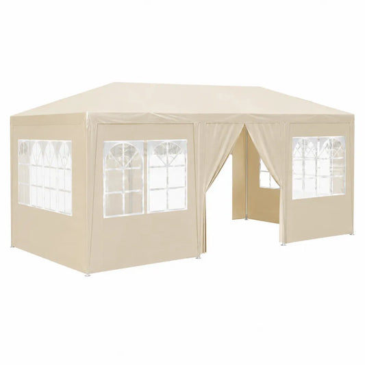Tenda Gazebo da Giardino in Poliestere e Acciaio Beige 6x3m