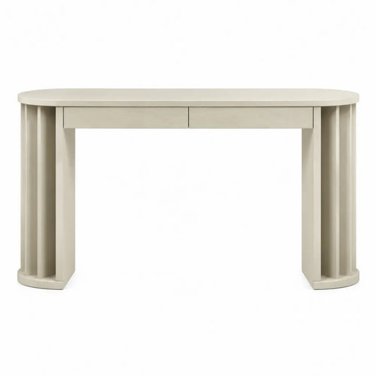 Consolle in Legno di Pino con Cassetti Beige 120x40x80 cm