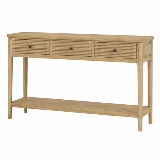 Consolle in legno di quercia naturale con cassetti