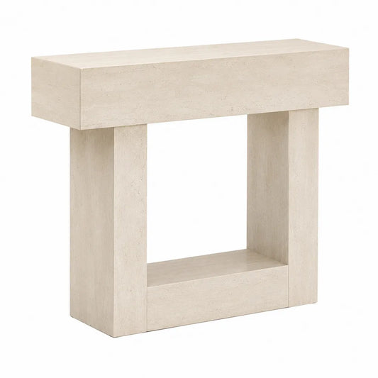 Consolle rettangolare in pietra composita beige 120x30x80 cm