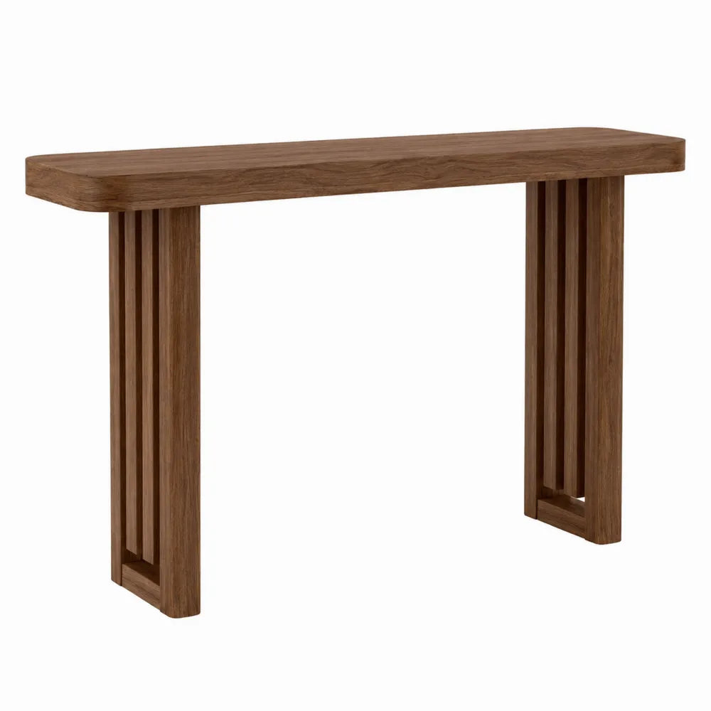 Consolle in Legno di Quercia Massello Marrone 120x30x76 cm