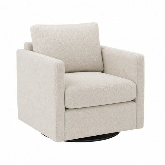 Poltrona girevole in tessuto poliestere beige 80x80x90 cm