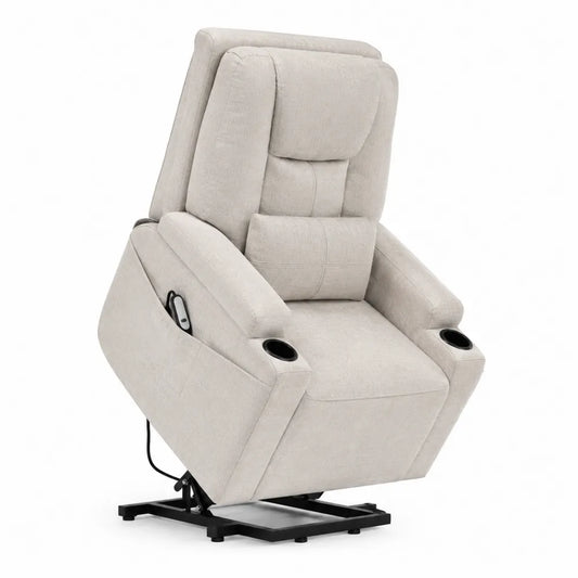 Poltrona reclinabile in tessuto beige con supporto fino a 120 kg