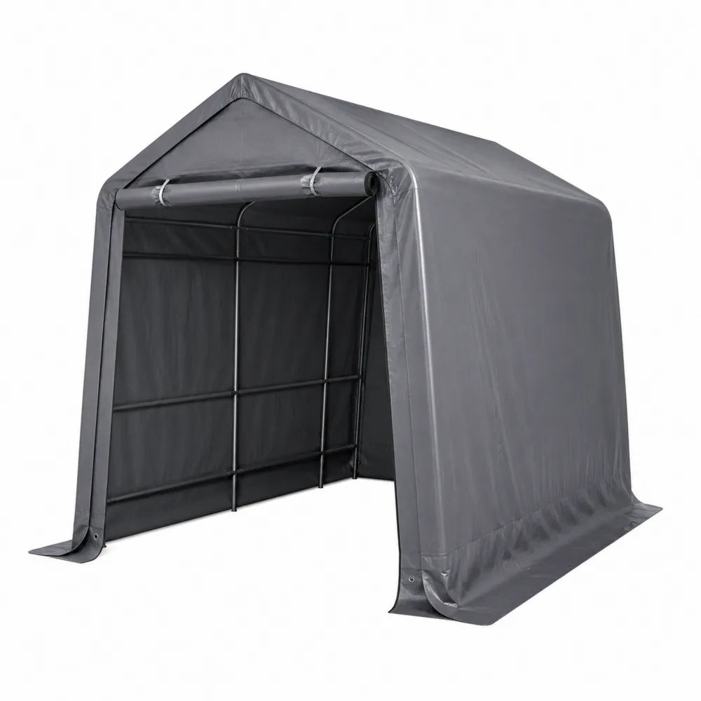 Garage portatile in acciaio con copertura in PVC grigio