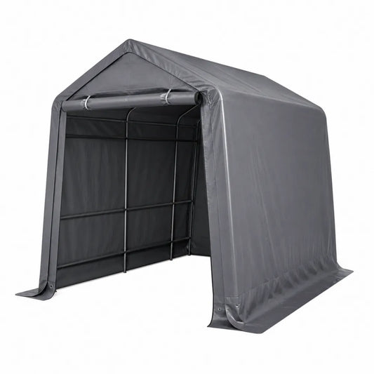 Garage portatile in acciaio con copertura in PVC grigio
